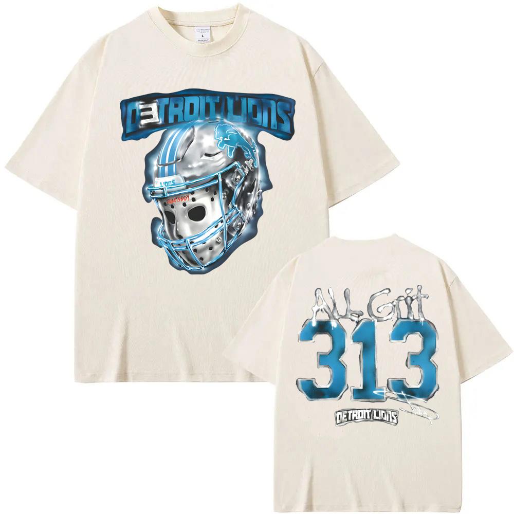EMINEM X DETROIT LIONS ALL GRIT T-SHIRT Eminem Zelfde Als Officiële Website 100% Katoen Hoge Kwaliteit T-shirt O-hals Dames Heren T-shirts