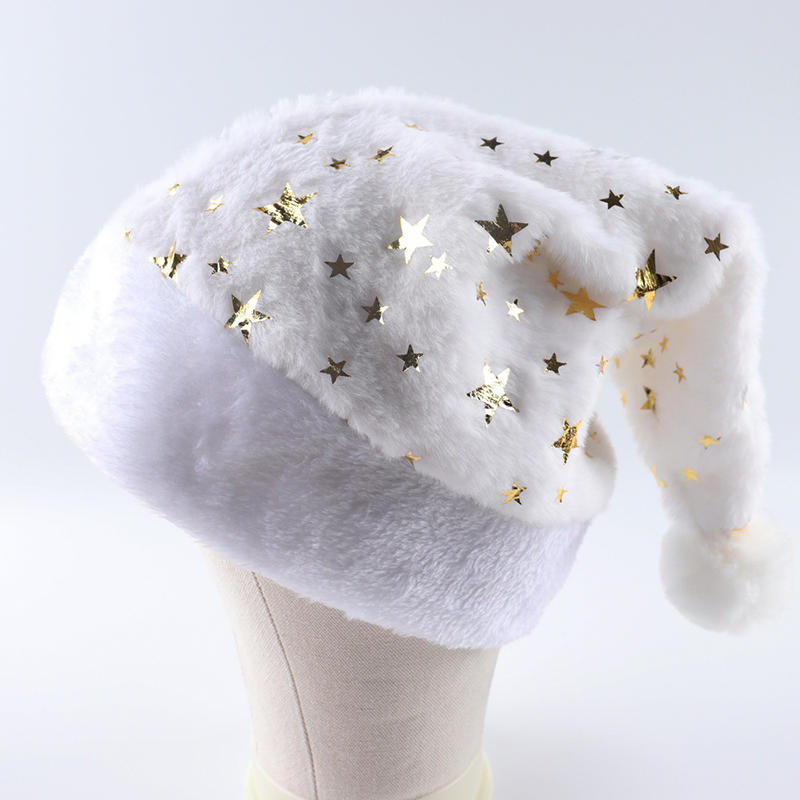 Cute Bronzing Snowflake Imitation Rabbit Fur Christmas Hat Star Plush Hat Adult Children Party Decorations