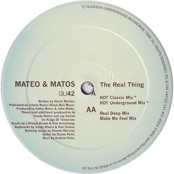 12inch Record MATEO MATOS The Real Thing GU42 Glasgow Undergr 1999 UK Dance Electronica Used