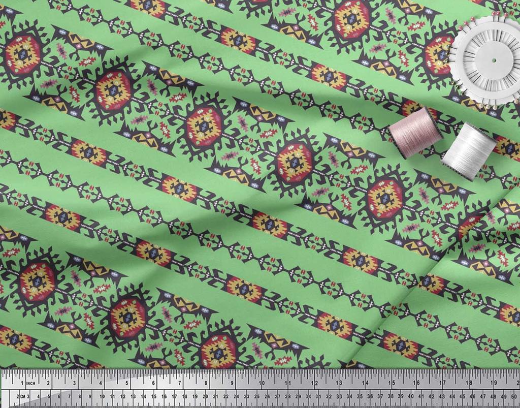 Soimoi Țesătură Satin Crep Japonez Aztec Sud-Vest Imprimată 1 metru 42 Inch