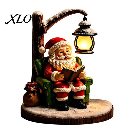 Dekoracyjne Oświetlenie Wewnętrzne Boże Narodzenie Święty Mikołaj Lampion do Czytania, Bałwan Renifer LED Nocna Lampka z Ciepłym Świeceniem na Baterie, USB Żywica Stołowa