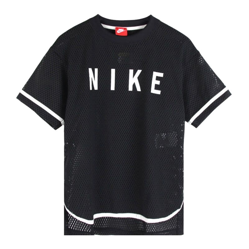 Nike Als W Nsw Top Kurzarm Netzstrick Rundhalsausschnitt Pullover T-Shirt Damen Oberteile 893674-010