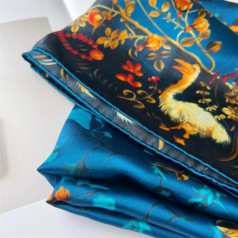 110*110 cm Quadratischer Seidenschal Damenmode Bedruckter kleiner Halsschal Büro Damen Haargürtel Folar Taschentuch Damen Taschentuch Schal Schal