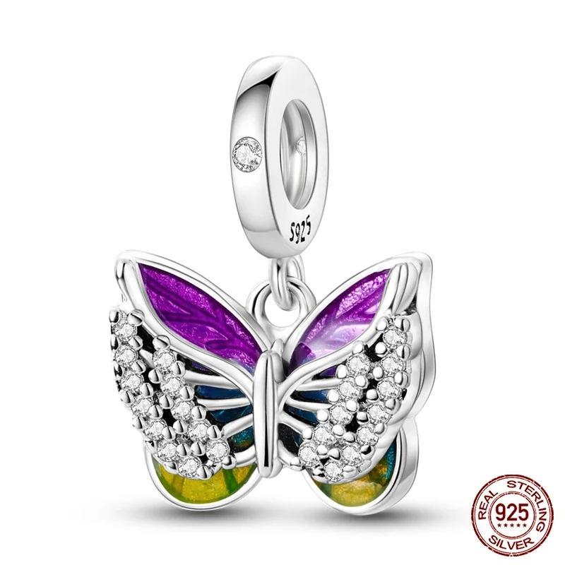Fashion 925 Silver Colorful Butterfly Dragonfly Hummingbird Spring Series Charms Beads Fit 925 diy Bracelet Jewelry