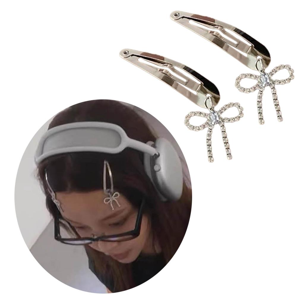 Shimmering Silver Hairpin Accessory Elegant Silver Hair Clip with Zircon Bowknot Dazzling Hairpin Barrette Ornament