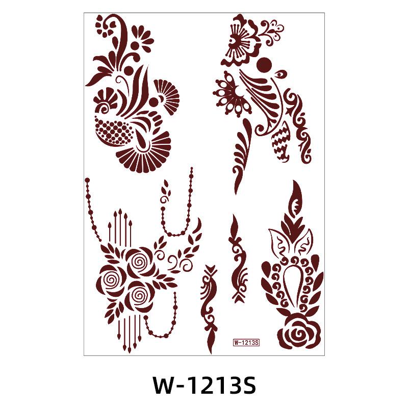Indian Lace Tattoo Sticker Reddish-Brown Waterproof Tattoo Sticker