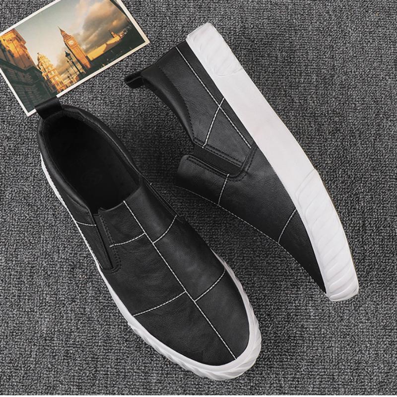 Spring Autumn  Men's  Shoes Leather Casual  Designer Fashion Leisure Loafers Slip-On Flat Shoes
