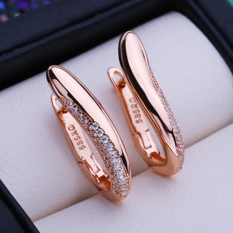 LSOOYH Orecchini a clip Orecchino di moda color oro rosa per donna Orecchini a bottone vuoti con zirconi cubici
