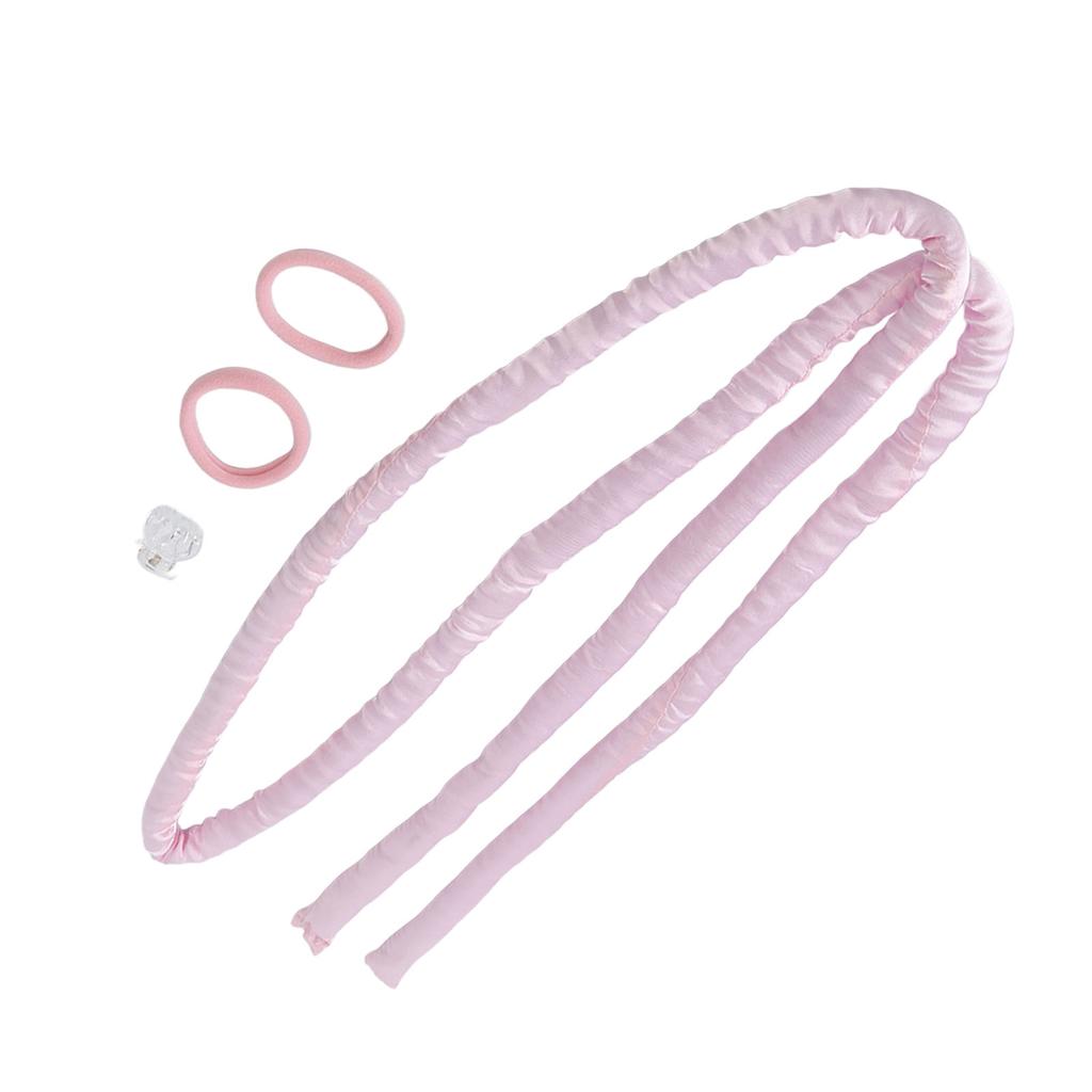 Pink Heatless Curling Set Hair Rod High Comfort Cloth Headband Clips DIY Curls Rollers for Sleeping