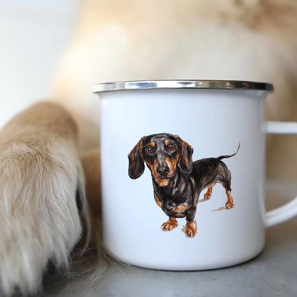 Emaille-Kaffeetasse mit der Aufschrift „I Love Dackel Dog“, für Camping, Picknick, Lagerfeuer, Party, Bier, Saft, Cola, Tassen für die Reise im Freien, Kakao, Wasserbecher