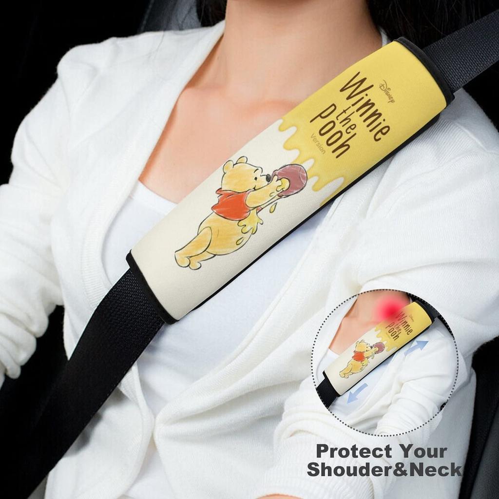 Winnie the Pooh Seat Belt for Children and Car Pad Cover/Seatbelt Pad/Car Accessories/Shoulder Pad/Pressure Relief/Suitable Adults/Universal