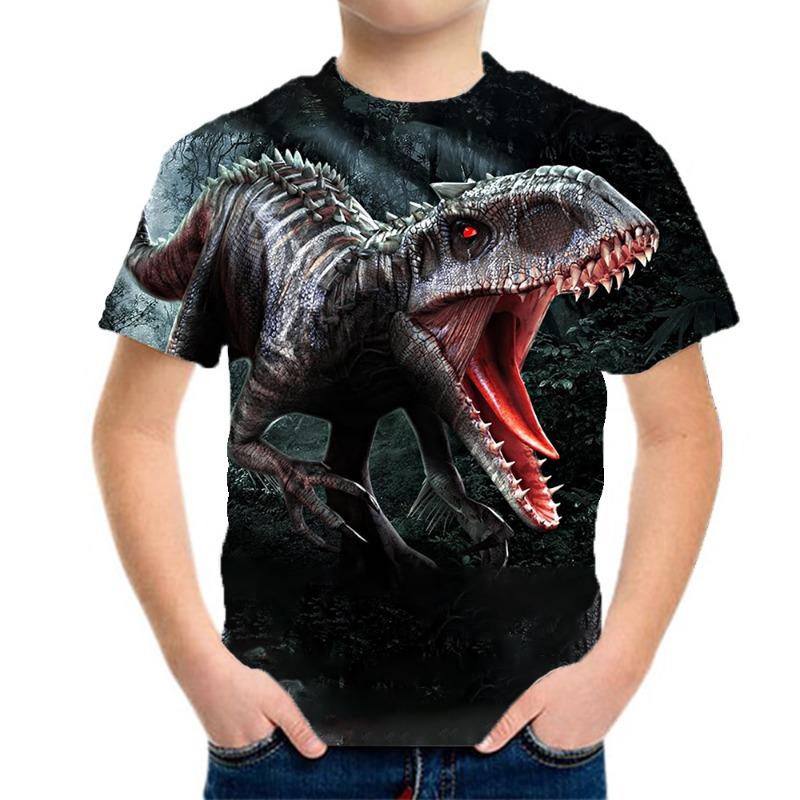 Children's Clothing Boys T-Shirt Children's T-Shirts 3D Dinosaur Graphic Print Kids Summer Clothes Fashion Casual Tees Girl Tops