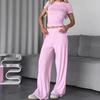 European and American Summer New Pink Milk Silk Short Sleeved Pants, Pajamas, Hair Extensions, Women's Home Clothes