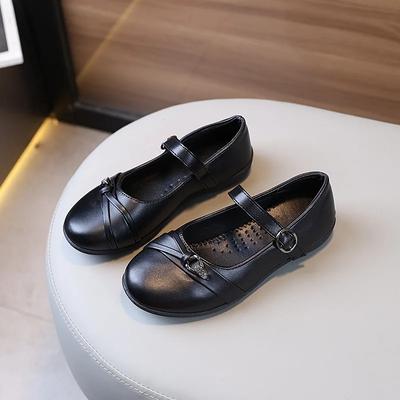 Modemeisje Leren Schoen voor Schooloptreden Zwart Veelzijdig Kinder Uniformschoenen Casual Antislip Kinderen Formele Platte Schoenen