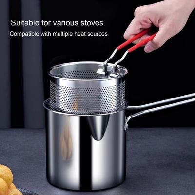 1 Set Friteuse Multifunktionale Mini Topf Gute Wärme Leitfähigkeit Edelstahl Öl-sparen Hause Friteuse Kochen Utensilien
