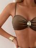 2025 European & American Color-Block Split Bikini with Button Detail - Sexy Fashion Women's Swimsuit
