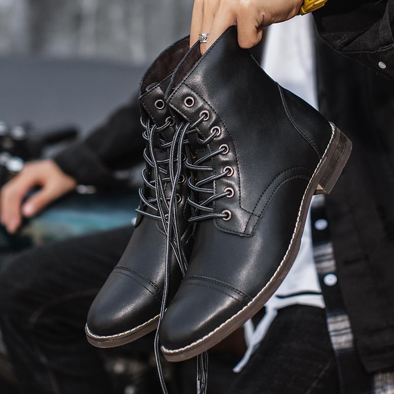 Customized handmade leather men's boots, retro round toe fashionable formal wear high-quality genuine leather autumn and winter