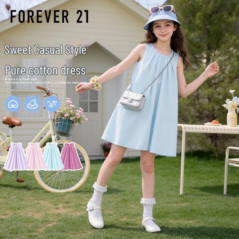 FOREVER21 Girls  Sweet Cotton Sleeveless Summer Dress 160 синий