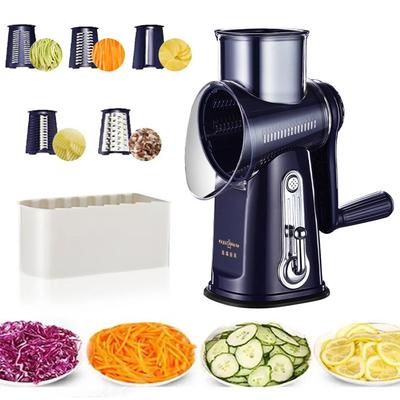 Kitchen Rotary Vegetable Slicer Multifunctional Cheese Grater Shredder With Handle And 5 Drum Blades Household Potatoes Chopper