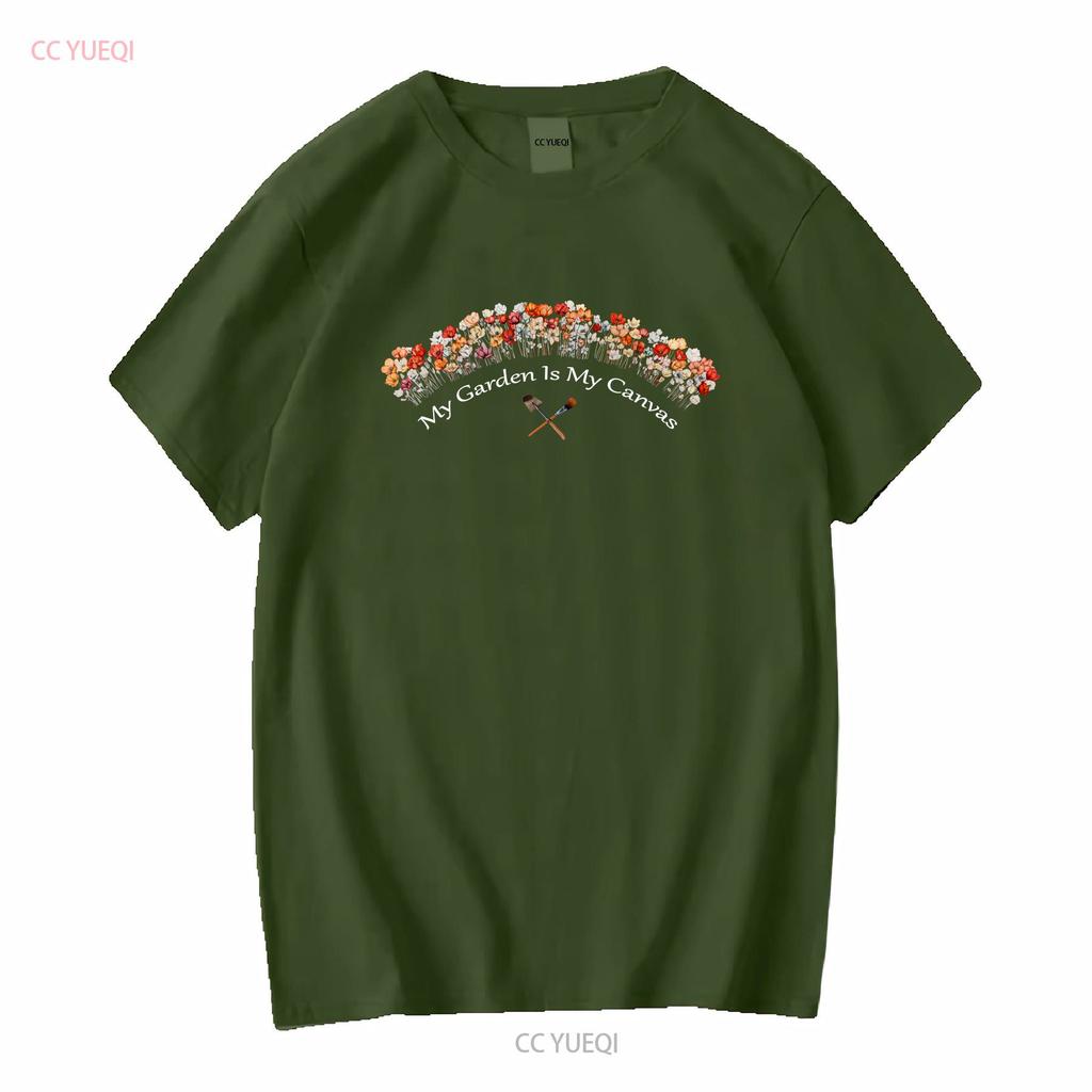 Mein Garten ist Leinwand Gärtner T-Shirt Gartenarbeit Pflanzenliebhaber Für Frauen Idee Botanisch Lang- oder Kurzarm Vintage Gewaschen