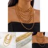 Collier Punk Géométrique Superposé Avec Chaîne Surdimensionnée Pour Femmes Et Hommes