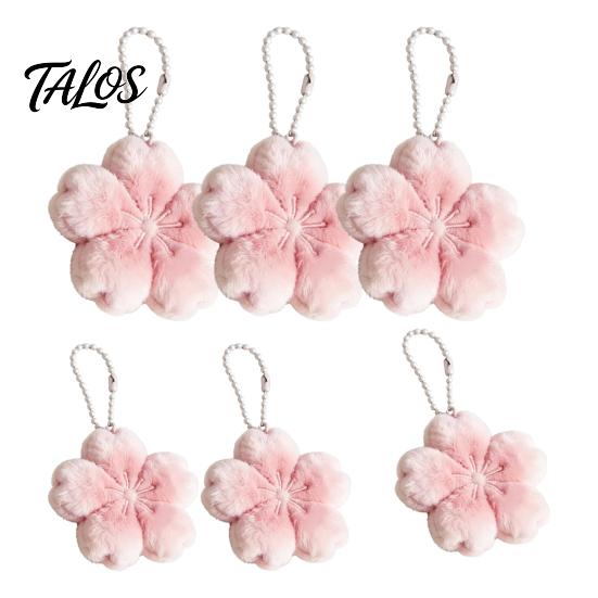 Fun Keychain 1/2/3Pcs Pendant, Soft Plush Cherry Blossom Design Key Chain, Pink Floral Pendant Style Backpack Holder, Portable Accessory for Bags Car