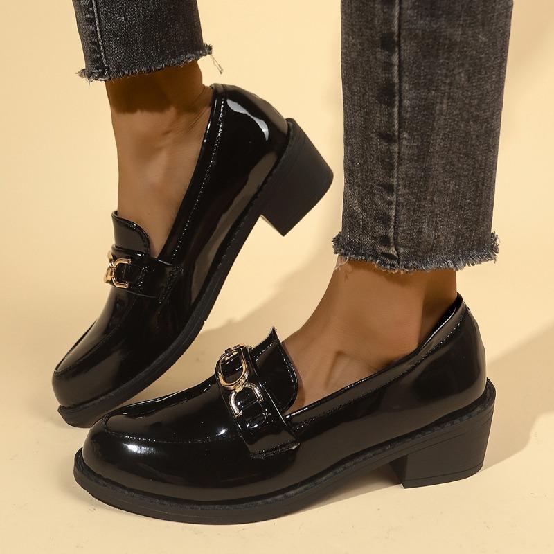 Velká velikost jaro a podzim nové boty s kovovou přezkou leopardí potisk temperament všestranné módní dámské boty