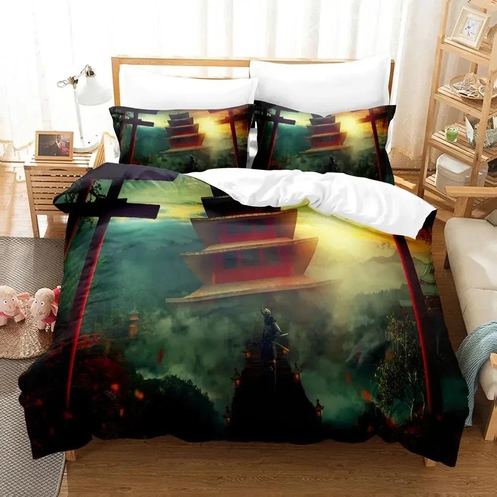 Ensemble de literie imprimé en 3D Anime Samouraï Housse de couette Taie d'oreiller Couette Taille King Queen Ensemble de literie pour garçons et adultes