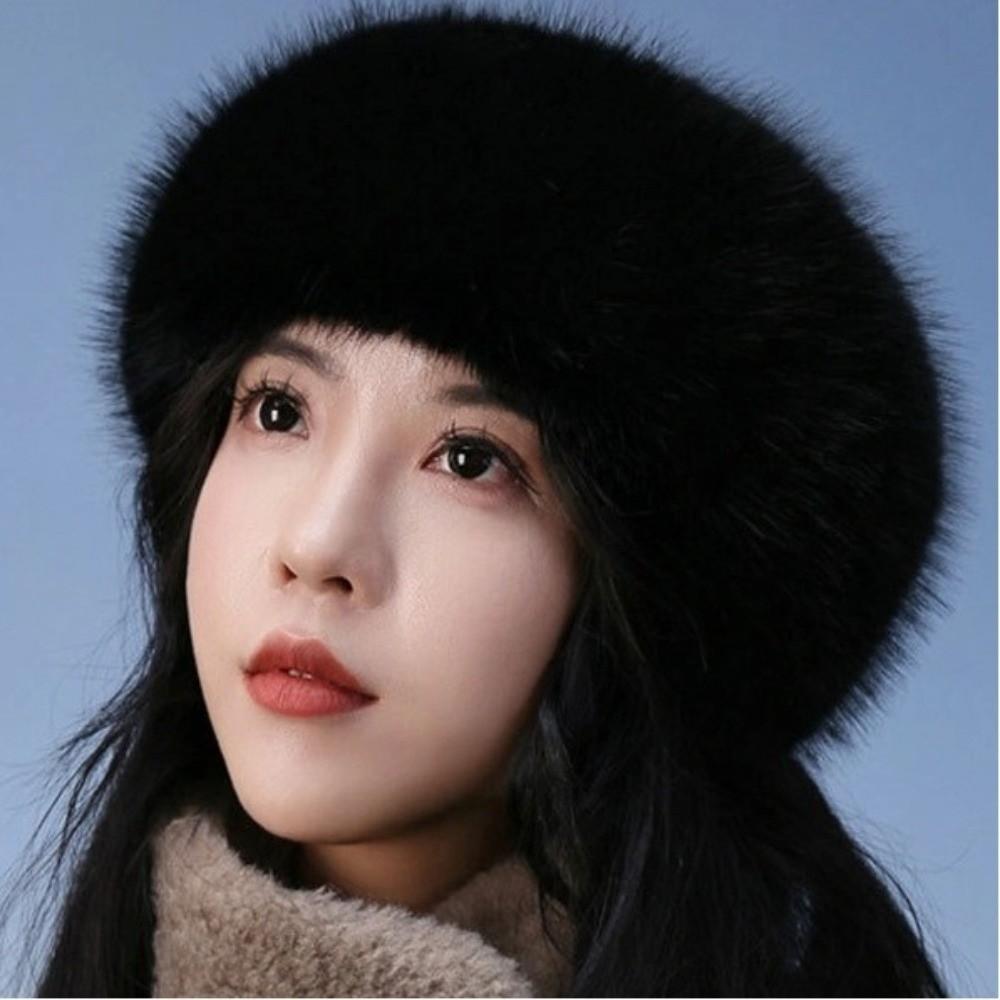 Thick Winter Hat Imitation Fox Fur Wide Headwrap Fashion Elastic Ski Hats  Winter