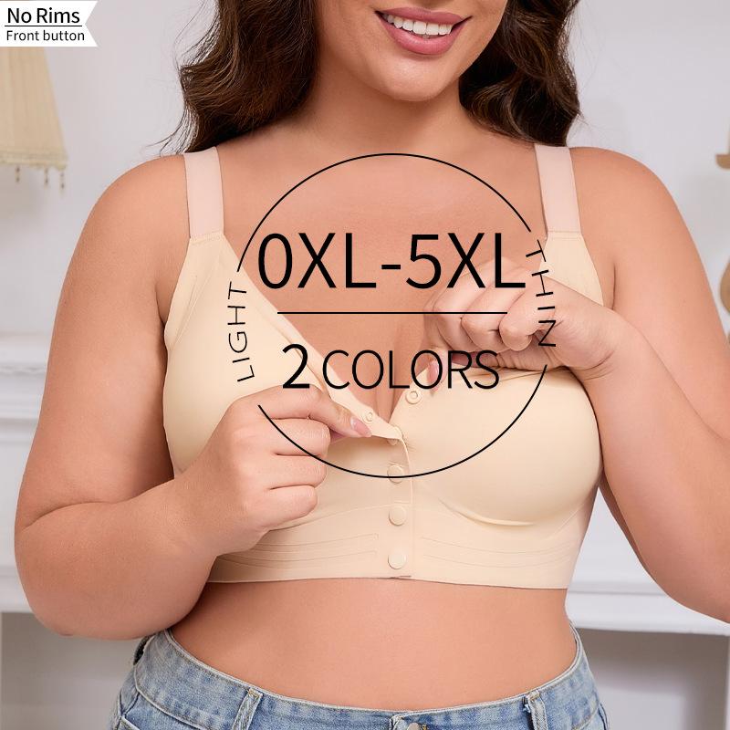 0XL-5XL super large size front buckle bra for European and American sizes, no steel ring, adjustable shoulder strap, large size
