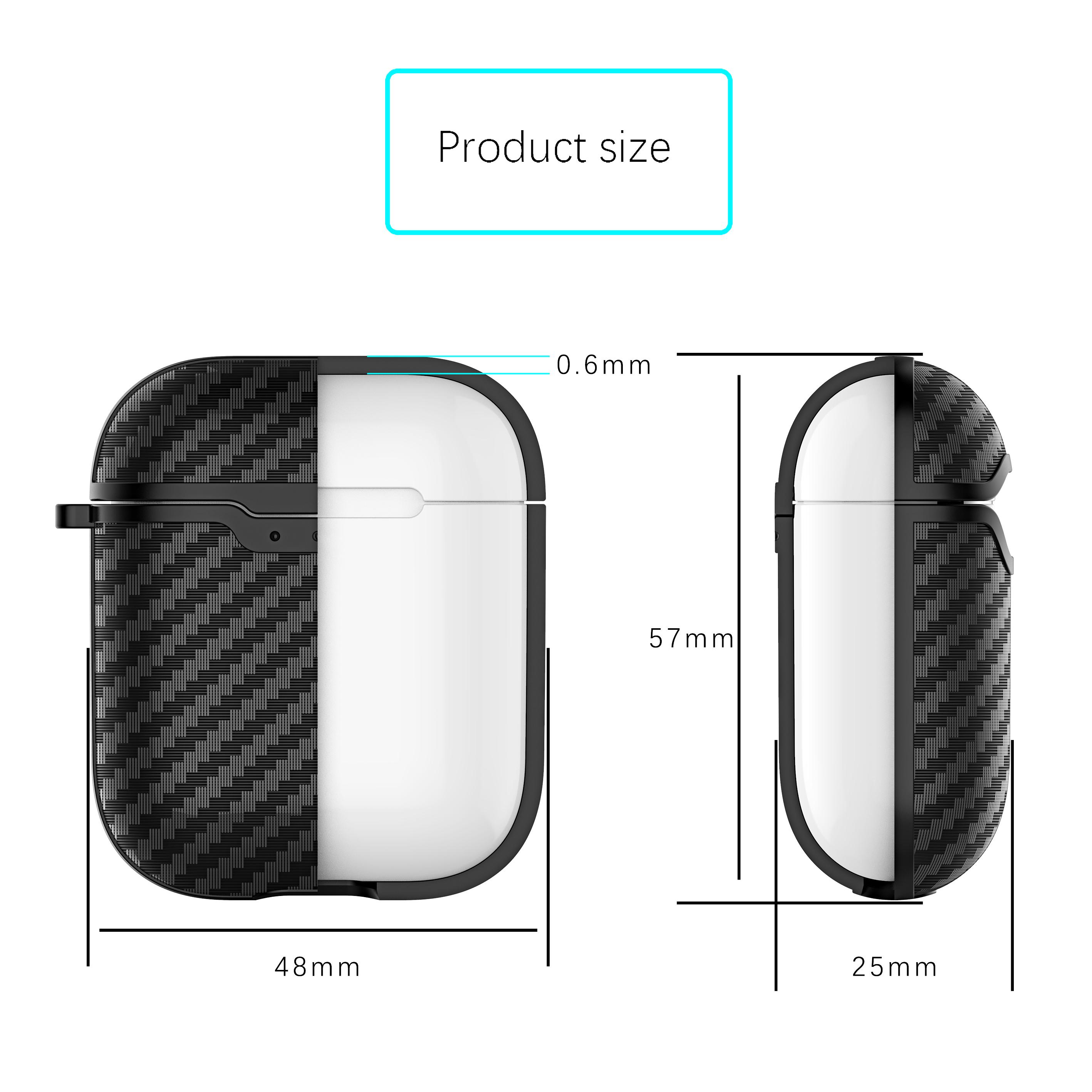 

Carbon Fiber Texture TPU Protective Case for AirPods with Charging Case (2016) with Carabiner Black