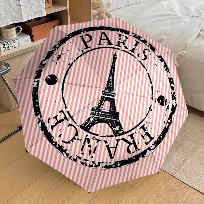 

1pc Eiffel Tower Print Automatic Open/Close Umbrella, 8-Rib Sturdy Frame, Umbrella for Travel, Everyday, Formal Events yy251126066