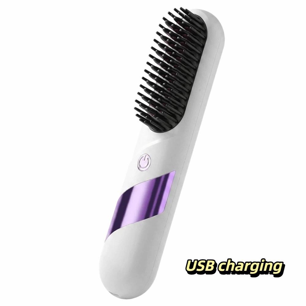 Wireless Hair Straightener LCD Display Ceramic Heating Comb Hair Styling Brush On The Go белый
