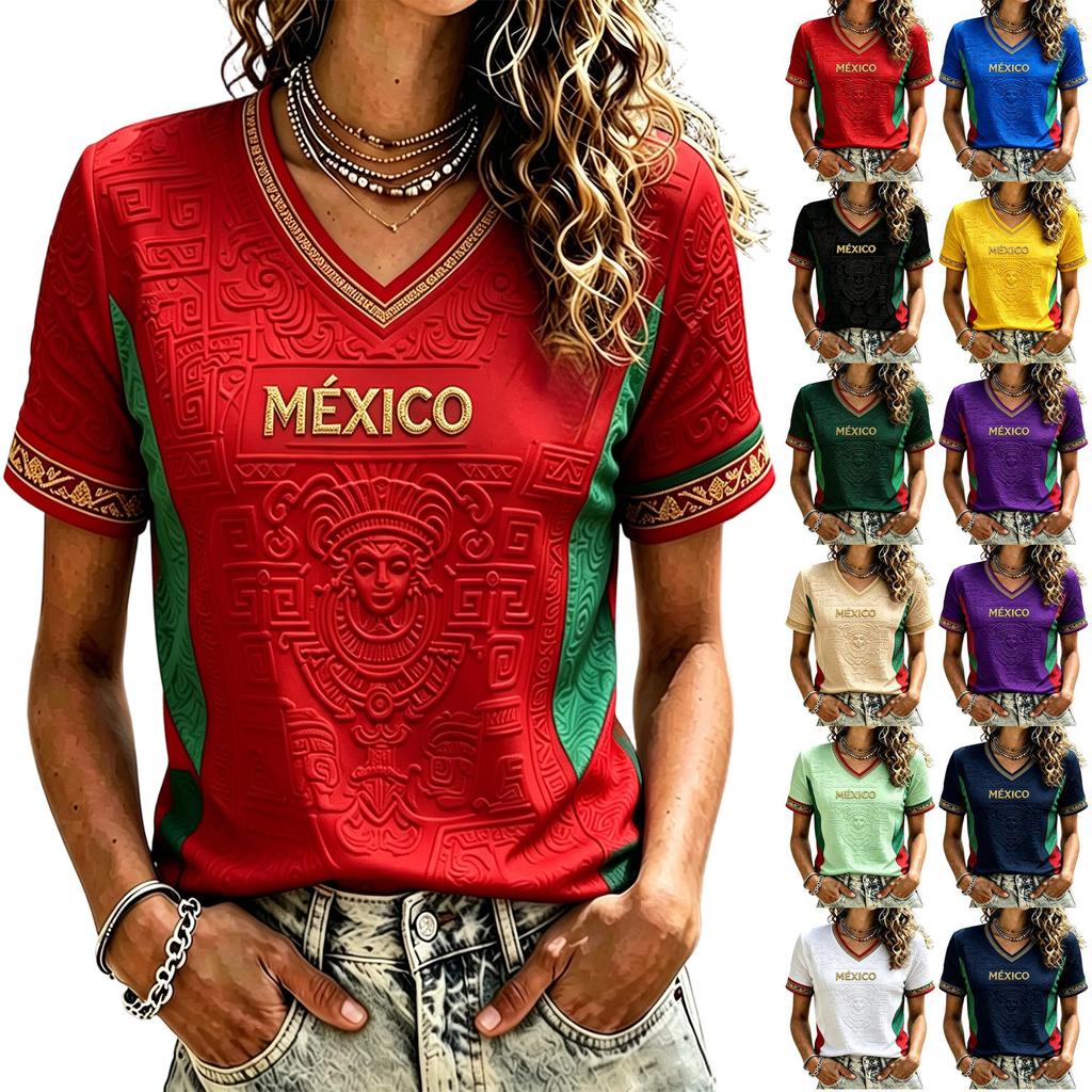 Women's Fashion Casual V-Neck Soccer Top for Everyday Wear