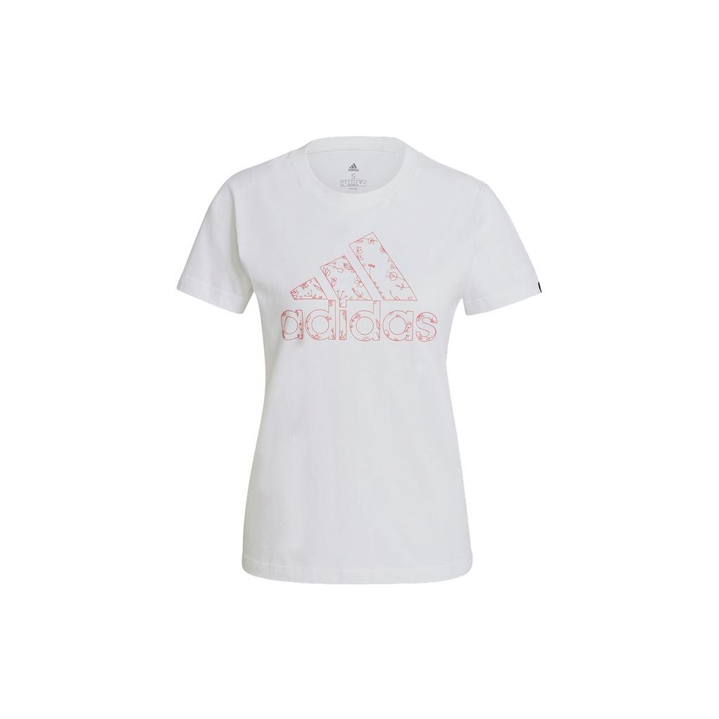 adidas Floral Logo Graphic Tee Women Tops White GL1031