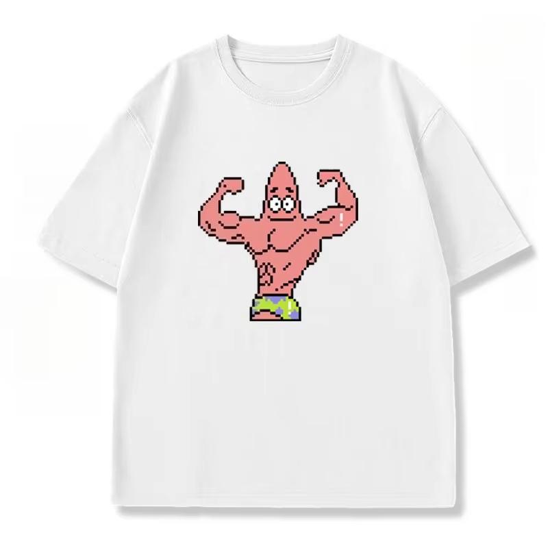 Womens SpongeBob SquarePants Muscle Fitness TShirt YK Trendy Loose Casual ShortSleeve Printed Top for Fitness Enthusiasts