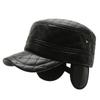 New Diamond Cap Autumn and Winter Warm Fleece Thickened Middle-aged Men's Flat Top Hat Fashionable and Simple Tide