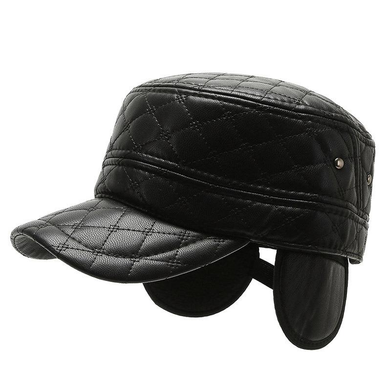 New diamond cap autumn and winter warm fleece thickened middle-aged men's flat top hat fashionable and simple tide