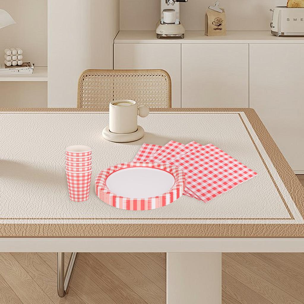 Vibrant Patterns And Bright Colors Disposable Dessert Plates For Party Supplies Paper Plates Gingham