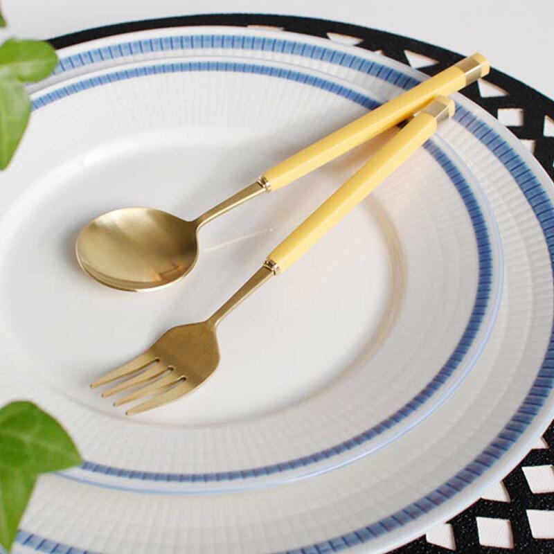 

Modern Gold VIVID color dessert spoon and fork set (6 colors) black