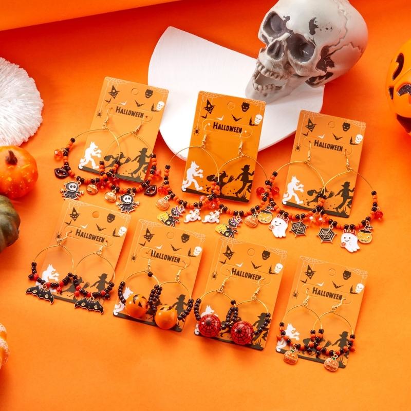 Elegant Black Spiders Bat Drop Earrings Lightweight Zinc Alloy Goth Style Halloween Costume Jewelry Party Ear Accessories