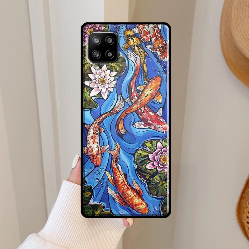 Koi Carp Fish Painting Case For Samsung Galaxy A06 A05 A16 A26 A36 A56 A33 A32 A52 A15 A53 A13 A34 A54 A14 A35 A55