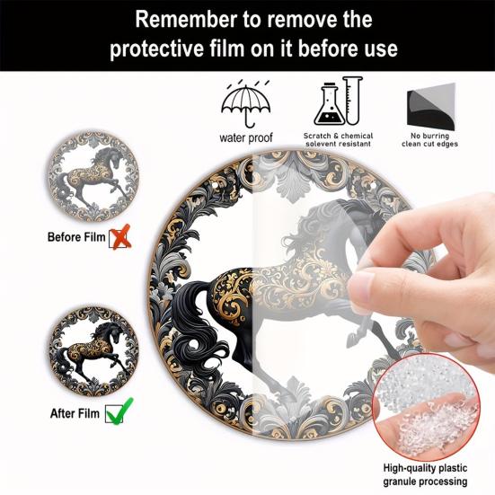 Yousheng Horse Hanging Sign Round Acrylic Panel Sign 2D Flat Horse Sign Decorative Front Door Sign for Home Farmhouse Outdoor Indoor Decoration