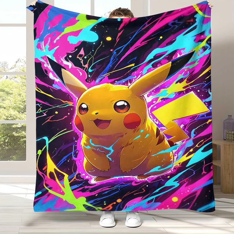 

6 Style Pikachu Pokemon Flannel Blanket,Ultra Soft Warm Plush Throw for Home Bedroom Bed Sofa Cover Office Camping Picnic gift 75x90cm