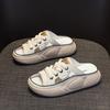 Genuine leather 2025 summer new casual fashion Internet celebrity burst board cool slippers comfortable soft bottom wear women cool slippers tide