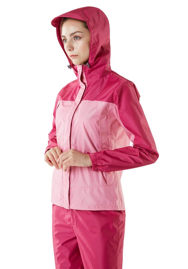 [TESLA] Women's Rain Suit FES20, Waterproof Jacket & Pants Set for Outdoor, Hiking, Rain Gear, TM-FES20-DPR_L, Size L