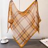 Vintage Plaid Herringbone Pattern Imitation Velvet Triangle Scarf Printed Sunscreen Shawl Scarf Silk Scarf Scarf Headscarf Scarf Women