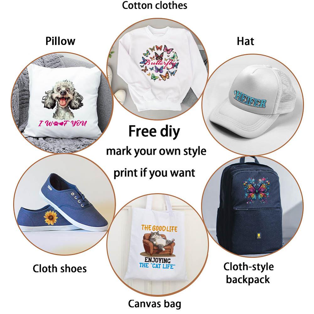 4Pcs 4 Styles Plastic Heat Transfer Film Logo Stickers Set for DIY T-Shirt Shoes 194~230x213~230mm 1pc/style