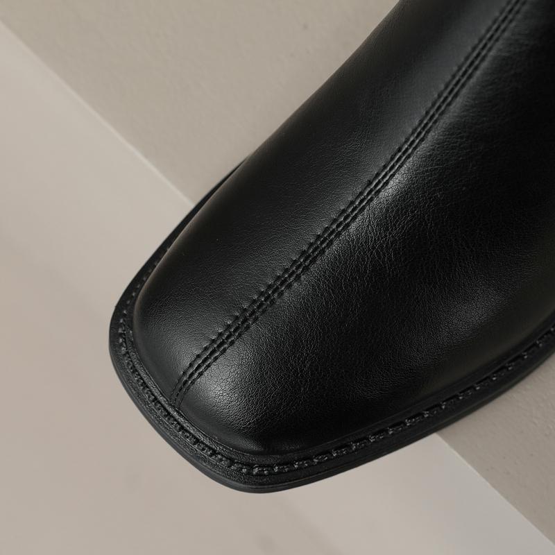Fashion Women's new winter round head genuine leather cowhide warm fur integrated high heels, plus size calf snow boots, short boots