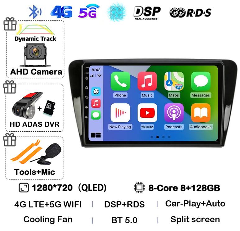 Android 14 Carplay Auto Car Radio For Volkswagen SKODA Octavia 3 A7 2013 2014 2015 2016 2017 2018 Multimedia Player Stereo GPS